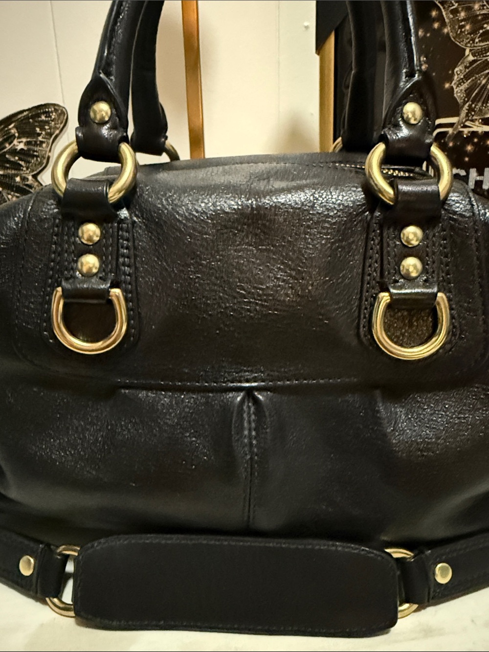 Coach Madison Sabrina Black Leather Satchel with Gold Hardware - Picture 7 of 15